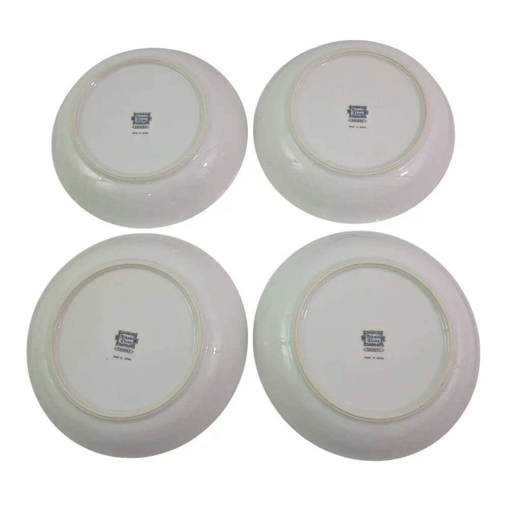Mikado Sandra Floral Gold Trim Coupe Soup Salad Bowls – Set of 4